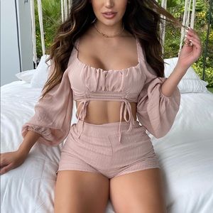 Blush boho baddie short set